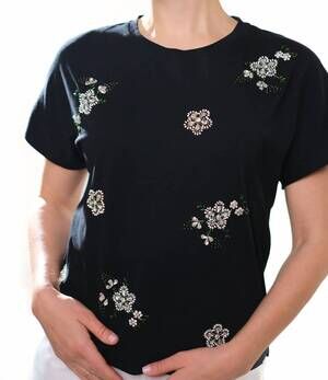 NEW SEVENTY beaded delight tee in black white green